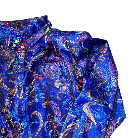 Vintage Susan Mathews Novelty Print Mock Neck Blouse 12 - Picture 3 of 7